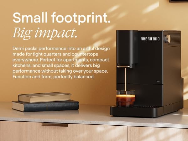 Terra Kaffe Demi Compact Fully Automatic Espresso Machine - Roaster-Approved Espresso Settings - Barista-Level Quality with Built-In Grinder - Coffee Machine - Cloud