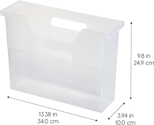 IRIS USA Small Portable Desktop File Box with Open Lid, 6 Pack, Side Handles, Hanging File Folders, Tabs & Inserts, Letter Size, Magazines, Newspapers, Mail, Books, Notebooks, Clear