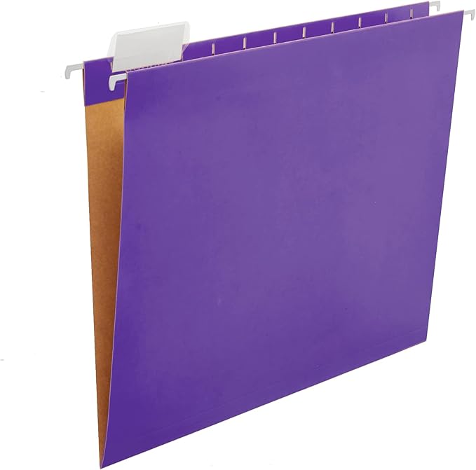 Y YOMA 25 Pack Colored Hanging File Folder Letter Size Decorative File Folder Cute Pretty Reinforced Hanging Folder Organizer for Filing Cabinet Office Home with 1/5-Cut Adjustable Tabs, Purple