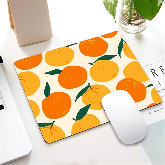Mouse Pad Oranges Mousepad Pink Office Decor for Women Desk Accessories Lemons Summer Fruits Mousepad Gift for Coworker Boss 9.5"x7.9"x0.12" Inch