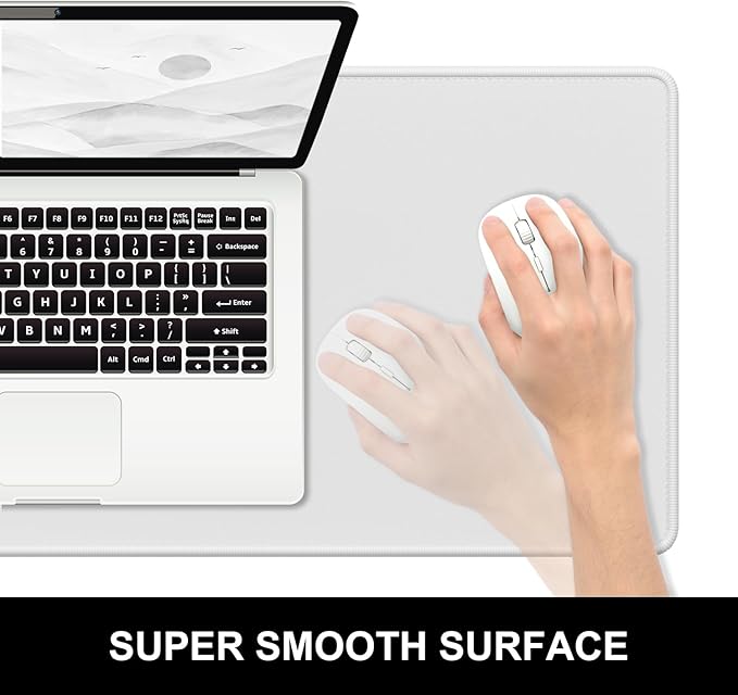 Hsurbtra Desk Pad, 23.6" x 13.8" Premium-Textured Desk Mat, Stitched Edge Anti-Slip Waterproof Rubber Mouse Pad, M Extended Computer Mat for Office Gaming Laptop Keyboard Space Gray