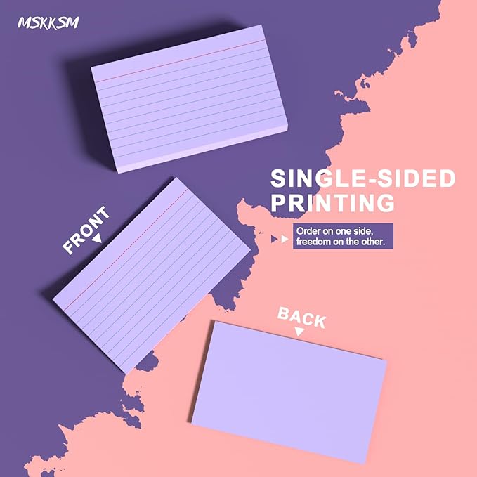 Purple Index Cards 3x5 Inch - 200 Count, Ruled Index Flash Cards for Studying, 180GSM Purple Note Cards 3x5 Lined Index Cards, Flashcards 3 x 5 Notecards Lined College Ruled Study Card for Offices