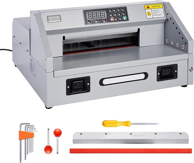 VEVOR Electric Paper Cutter, 300W Heavy Duty Paper Cutter Machine 11.8 in / 330 mm Cutting Width, 1.5 in / 38 mm Cutting Thickness, Electric Guillotine Trimmer with Casters & Infrared Function