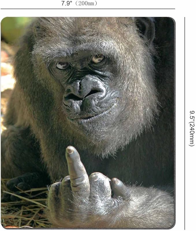 Funny Gorilla Mouse Pad Computer Mouse Mat with Anti-Slip Rubber Base, Easy Gliding, Portable, in a Fresh Modern Design 7.9 x 9.5 in