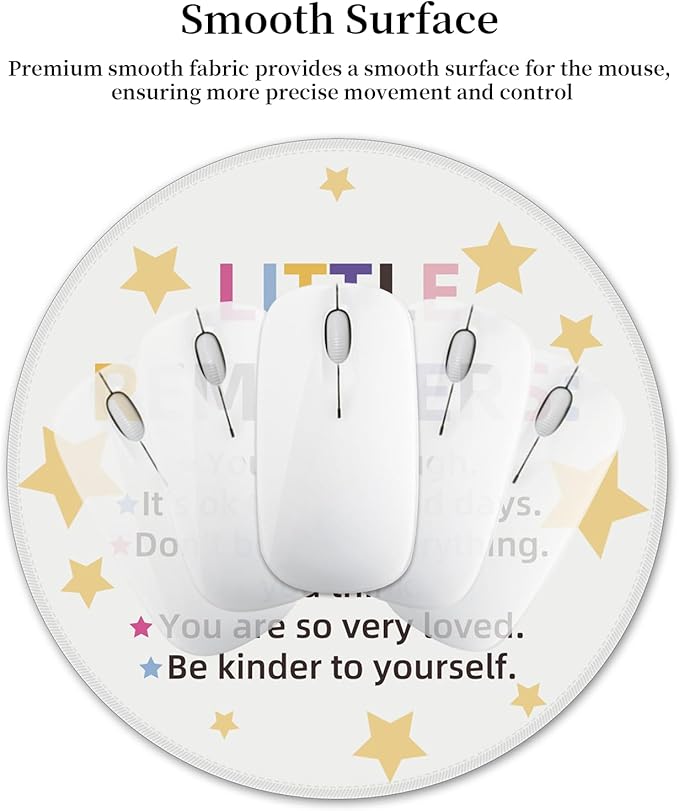 Inspirational Quote Mouse Pad for Desk, Star White Small Cute Mousepad with Non-Slip Base, Round Mouse Pads for Laptop Gaming, Computer Mouse Mat for Desk Accessories Office Decor Supplies