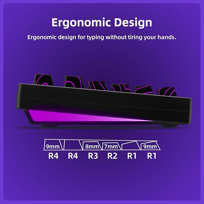 ZORNHER ZH870 Wireless Gaming Mechanical Keyboard,80% Black Custom Creamy Sound Keyboard with Lighted Up Black Topographic Keycaps,Creamy Sounding Linear Switches,Hot-Swappable,RGB Backlit