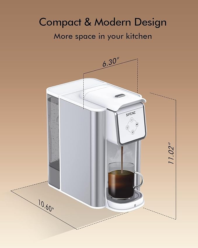 SIFENE 3-in-1 Single Serve Drip Coffee Machine, Compact K-Cup/K-Pod Compatible Brewer for Ground Coffee & Tea, 50oz Removable Water Reservoir, Multiple Brew Sizes, Auto Shut-Off