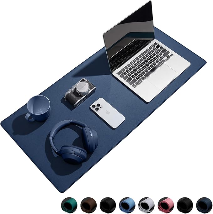 Waterproof Large Gaming Mouse Pad with Durable Stitched Edges, Non-Slip Rubber Base, Grainy Jacquard Mouse Mat Desk Pad for Home Office Gaming, 31.5''x11.8''x0.12'', Matte Navy Blue