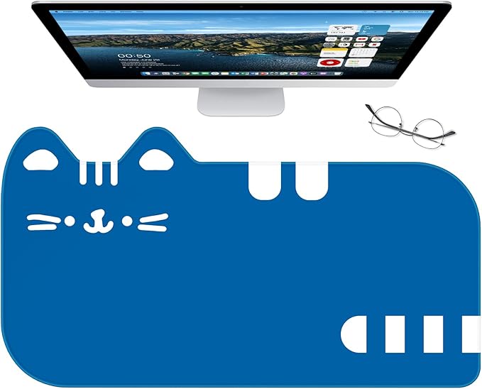 Dapesuom Large Gaming Mouse Pad, Extended Mouse Mat with Stitched Edges, Anime Cat Keyboard Pad with Non-Slip Base, Big XXL Desk Mats for Gamer, Laptop, Computer, Desktop, 29.5 x 15.9in， Dark Blue