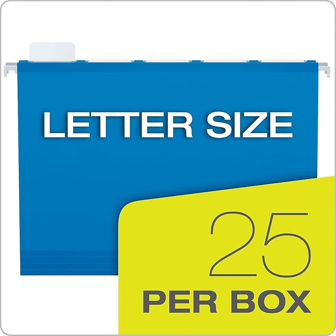 Pendaflex Ready-Tab Reinforced Hanging Folders, Letter Size, Blue, 5 Tab, 25/BX (42622)