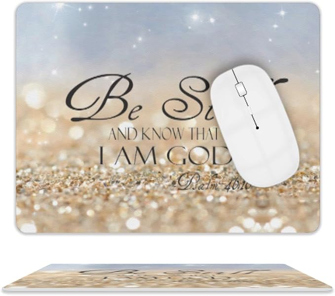Christian Bible Verses Mouse Pad, Square Waterproof Non-Slip Rubber Base MousePad for Office Laptop, 9.5"x7.9"x0.12" Inch (Be Still)