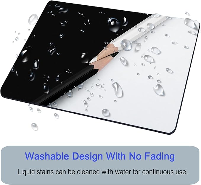 Mouse Pad, Square Mousepad, Personalized Premium-Textured, Non-Slip Rubber Base Mouse Mat, Waterproof Gaming Mouse Pad for Wireless Mouse, Computers, Laptop, Office, Home (Black and White)