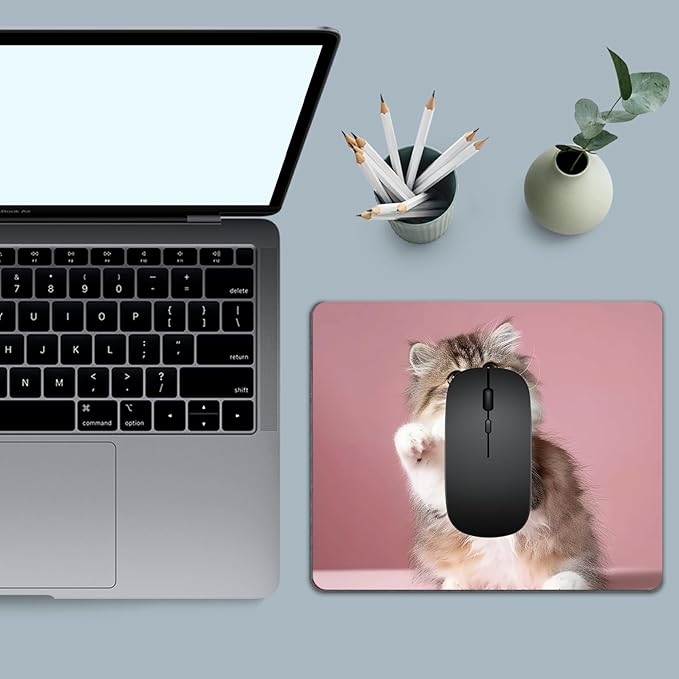 Mouse Pad, Square Mousepad, Personalized Premium-Textured, Non-Slip Rubber Base Mouse Mat, Waterproof Gaming Mouse Pad for Wireless Mouse, Computers, Laptop, Office, Home (Cute Kitten)
