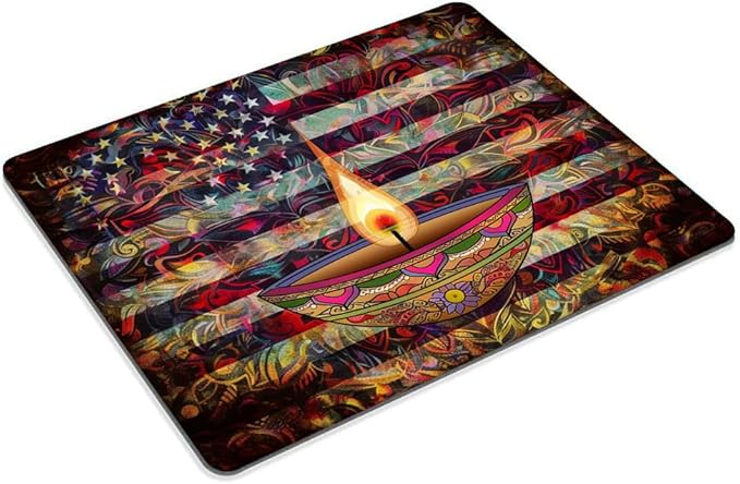 Square Mouse Pad Colorful Diwali Festival and National Flag-1,Gaming Mouse Pads for Desk,Soft Computer Waterproof Non-Slip Mouse Mat