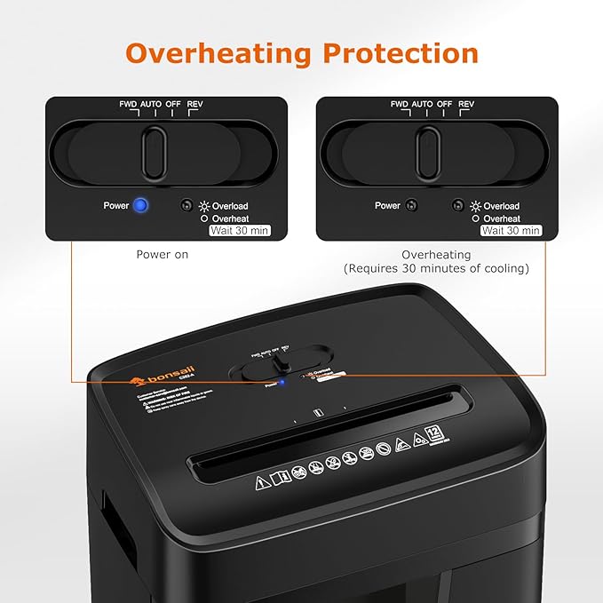 Bonsaii 12 Sheet Paper Shredder for Home Office, Heavy Duty Cross Cut Shredder with 5.5 Gal Pullout Bin, Home Shredder for CDs/Credit Card/Document/Mail, P-4 Security Level