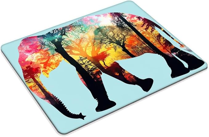 Square Mouse Pad Colorful Forest Elephant-1,Gaming Mouse Pads for Desk,Soft Computer Waterproof Non-Slip Mouse Mat