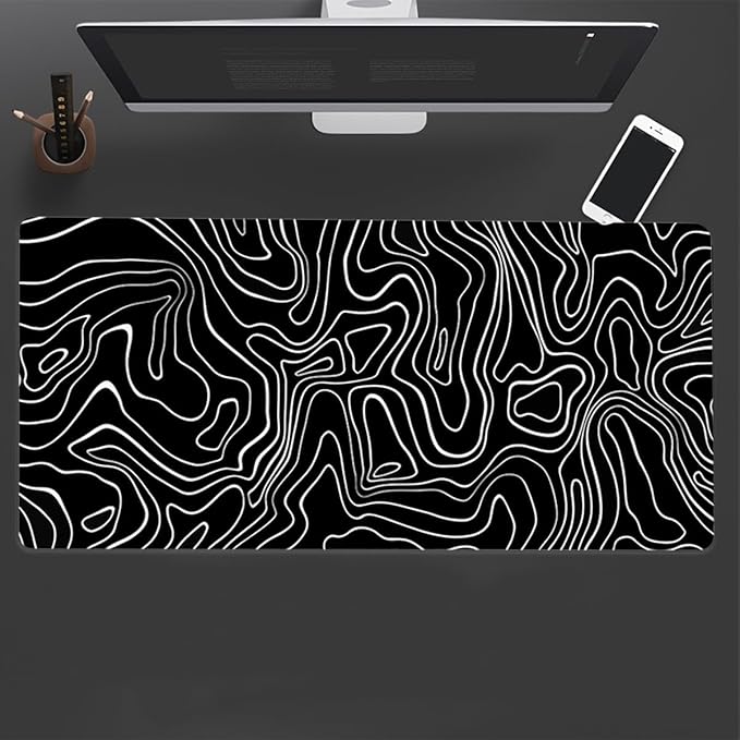 Large Mouse Pad for Desk - Gaming Mouse Pad with Stitched Edges, Anti-Slip Base for Keyboard and Mouse (Topographic Line,23.6x11.8 inch)