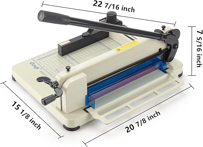 Ecraft Heavy Duty 12" Guillotine Paper Cutter - 400 Sheet Capacity,Solid Steel with HSS Blade,Industrial Commercial Trimmer for Office,School,Print Shop,Safety Lock & Clear Grids
