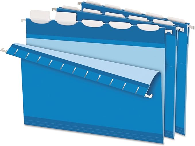 Pendaflex Ready-Tab Reinforced Hanging Folders, Letter Size, Blue, 5 Tab, 25/BX (42622)