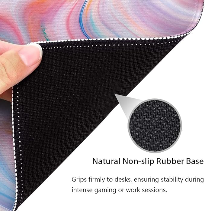 Fluid Watercolors‌ Mouse Pad 9.5"x 7.9", Reinforced Stitched Edges, Durable Anti-Slip Gaming & Office Mat Desk Decor, Abstract Mix Swirling Flowing Soft Pastel Design Print