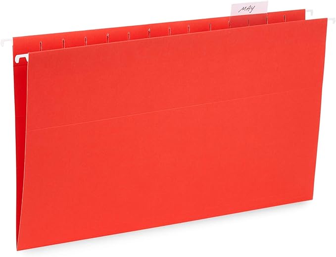50 Legal Hanging File Folders, 50 Reinforced Hang Folders, Designed for Home and Office Color Coded File Organization, Legal Size, Assorted Colors, 50 Pack