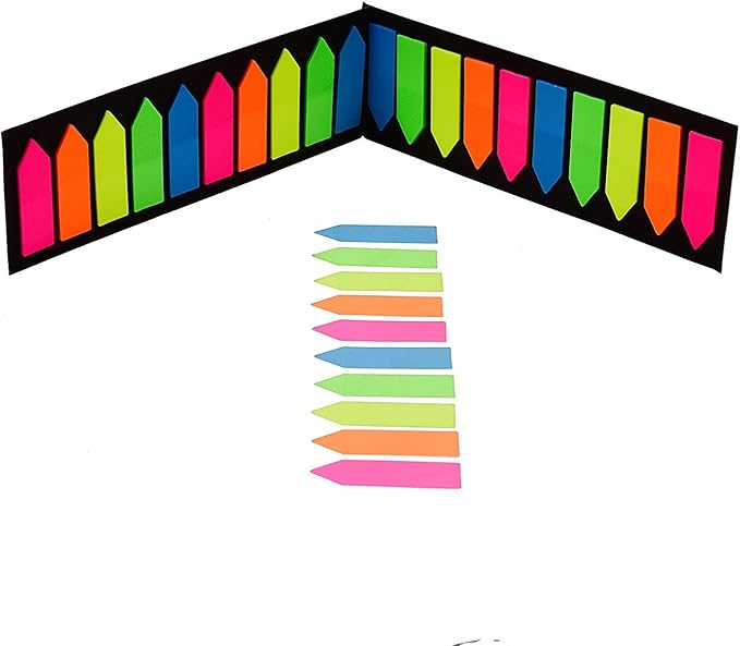 Morepack 2000 Count Neon Color Tape Flag, Page Markers,Index Tab Flags,Sticker Note, Fluorescent,10Pack,2000 Pages Count (Type 3)