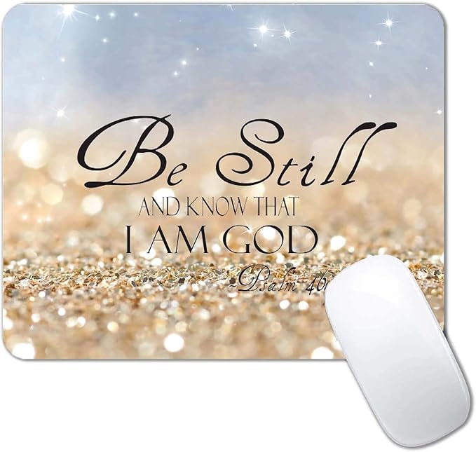 Christian Bible Verses Mouse Pad, Square Waterproof Non-Slip Rubber Base MousePad for Office Laptop, 9.5"x7.9"x0.12" Inch (Be Still)