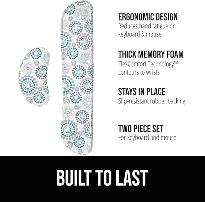 GORILLA GRIP Silky Gel Memory Foam Wrist Rest for Computer Keyboard, Mouse, Ergonomic Design for Typing Pain Relief, Desk Pads Support Hand and Arm, Mousepad Rests, Stain Resistant, 2 Piece Pad Spiral