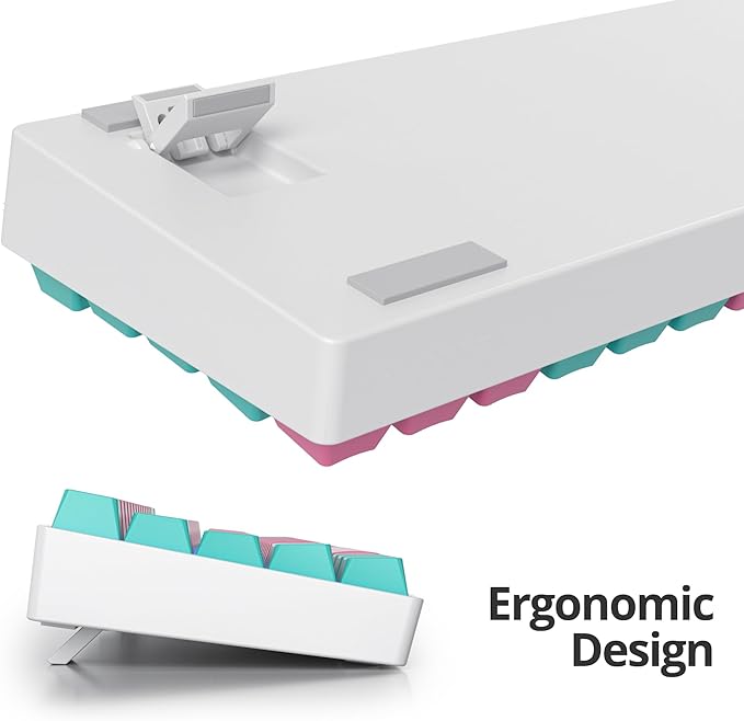 65 Percent Gaming Keyboard Mechanical with Linear Red Switch, 65% Wired Ultra-Compact Mini Pink Keyboard LED with PBT Keycaps for Ps4/Ps5/Xbox(68 Miami)