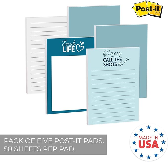 Gotcha Covered Notebooks Nursing Sticky Note Pads / 4" x 6" Repositionable Snarky Medical Sticky Notes / 5 Humorous Designs / 50 Sheets Per Pad Set Of 5 / Made In USA