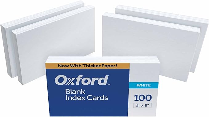 Oxford 50EE Blank Index Cards, 5" x 8", White, 500 Cards (5 Packs of 100) (50)