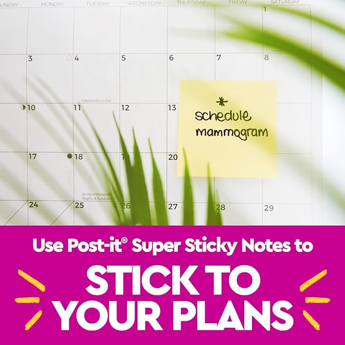 Post-it Super Sticky Lined Notes,6 Sticky Note Pads,4 x 4 in.,Ideal for Organization in Your Dorm,Home or Office,Canary Yellow,(Pack of 6)