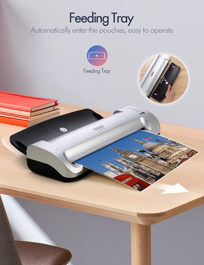 Thermal Laminator Machine and Laminating Pouches Bundle, 13-inch Wide Lamination 5mil 100pack, Letter Size, with Paper Trimmer, Corner Rounder, Quick Warm-Up, Cold and Hot