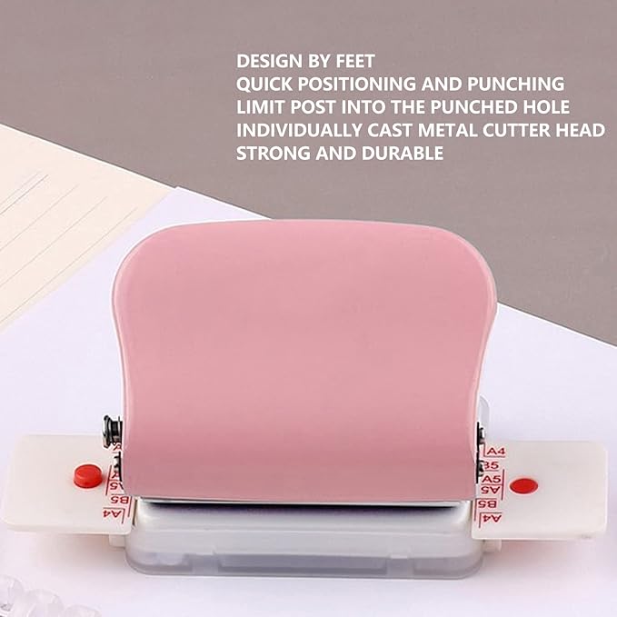 Binding Machines, Mini Manual Multipurpose 6 Holes Cinch Book Binding Machine, Coil Binding Machine for Home Office(Pink)