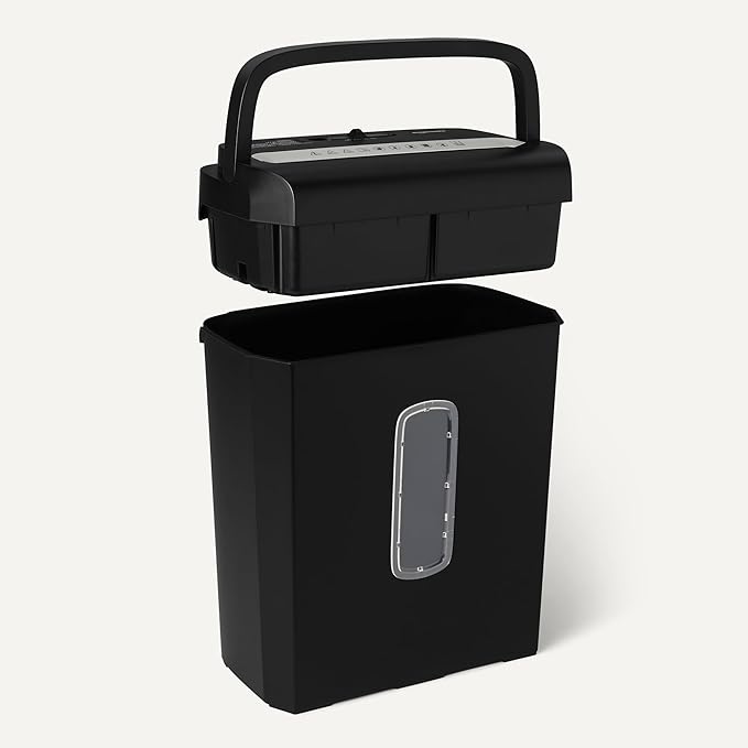 Amazon Basics Paper Shredder, 6-Sheet Micro-Cut, P-4 Security Level,3.7 Gallon, Black, for Home Office