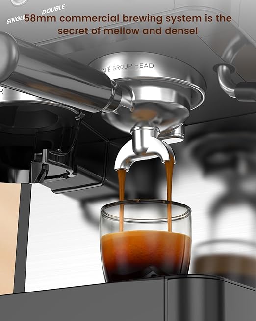 (2026 Upgrade) 15 Bar Espresso Machine with Built-in Anti-Clog Coffee Grinder, Expresso Coffee Machines with Milk Steam Wand/Frother/Tamping Tools,Espresso Maker with Grinder for Lattes-Sleek Black