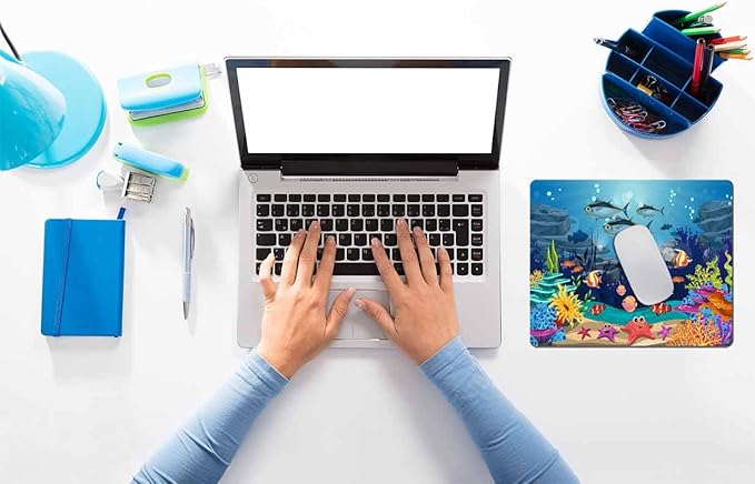 Ocean Fish Mouse pad,Sea Tropical Turtle Mousepad, Blue Ocean Tropical Fish Mouse pad, Underwater Sea Ocean Rectangular Mouse Pad, Non-Slip Rubber MousePads for Office Home Laptop, 7.9"x9.5"
