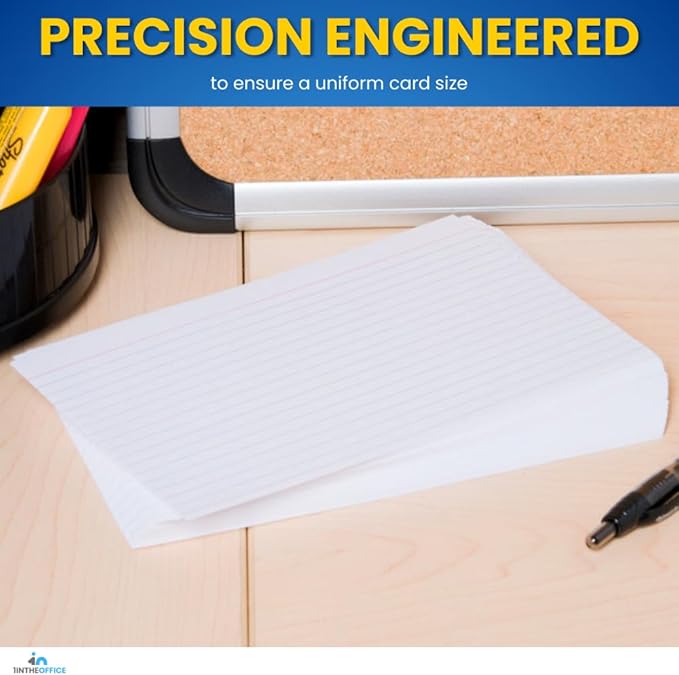1InTheOffice Index Cards 5x8 Ruled, White Ruled Index Cards, 5" x 8" 100/Pack, 3 Pack