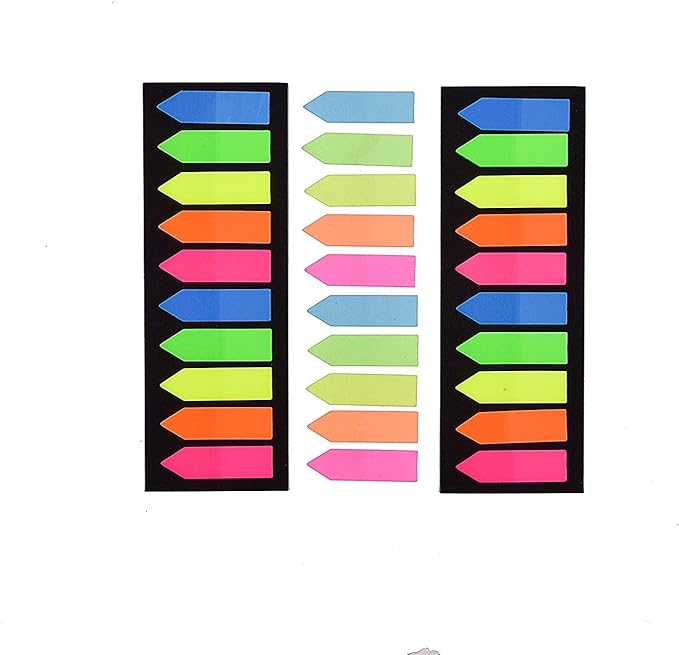 Morepack 2000 Count Neon Color Tape Flag, Page Markers,Index Tab Flags,Sticker Note, Fluorescent,10Pack,2000 Pages Count (Type 3)