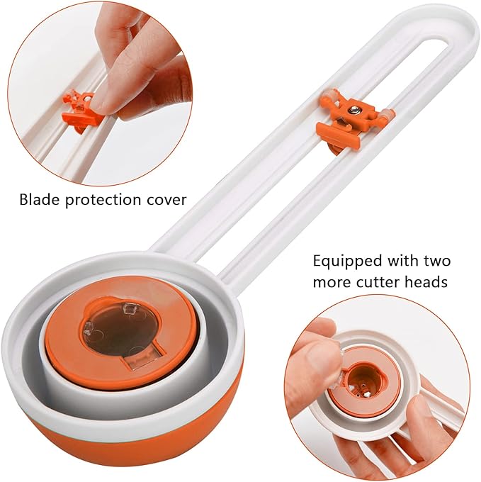Circle Cutter, Circular Paper Cutter Circle Paper Trimmer Rotary Cutter Craft Supplies, Round Cutting Knife Cards Cutters (Orange)