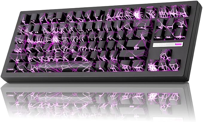ZORNHER ZH870 Wireless Gaming Mechanical Keyboard,80% Black Custom Creamy Sound Keyboard with Spider Web IMD PC Keycaps,Creamy Sounding Linear Switches,Hot-Swappable,RGB Backlit,2.4GHz/USB-C/BT5.0