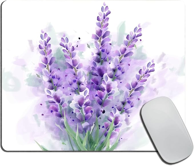 Mouse pad Lavender Mousepad Summer Cute Office Decor for Women Desk Accessories Flowers Purple Mousepad Gift for Coworker Boss 9.5"x7.9"x0.12" Inch