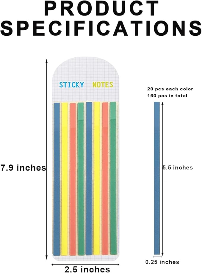 Potanro Sticky Long Tabs 6 Sheet Highlighter Tape 960 Pcs Translucent Sticky Notes Tabs for Annotating Books Bible Study Supplies