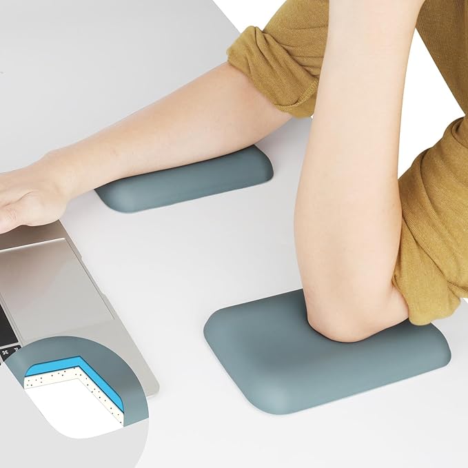 Leolee Elbow Rest Pads for Desk, Upgraded Gel Memory Foam Ergonomic Wrist Rest Pad Arm Rest Pads with Non-Slip Base, Cushion Support Relieve Elbow and Wrist Pain for Computer, Office, 2 Packs, Green