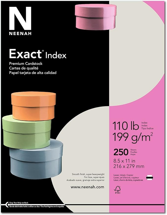 Neenah® Extra-Heavyweight Exact® Index Card Stock, 110 Lb., 8 1/2" x 11", Gray, Pack Of 250 Sheets