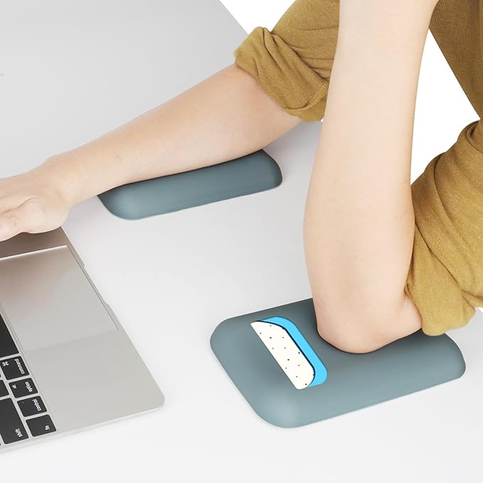Leolee Elbow Rest Pads for Desk, Upgraded Gel Memory Foam Ergonomic Wrist Rest Pad Arm Rest Pads with Non-Slip Base, Cushion Support Relieve Elbow and Wrist Pain for Computer, Office, 2 Packs, Green
