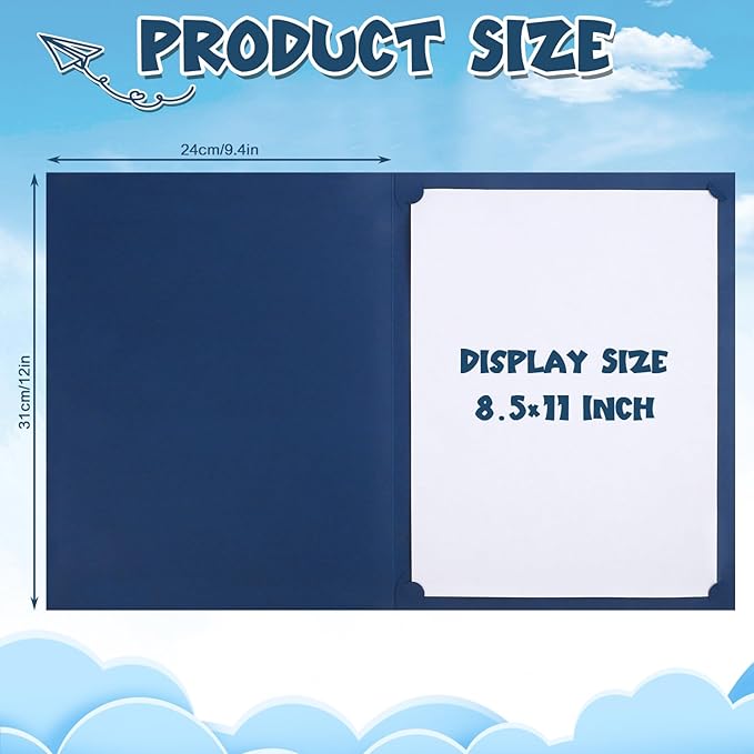 Certificate Holders, 24 Pack Navy Blue Diploma Holders with Gold Foil Border, Certificate Covers for 8.5 x 11 Inch Certificate Paper Graduation Award Documents