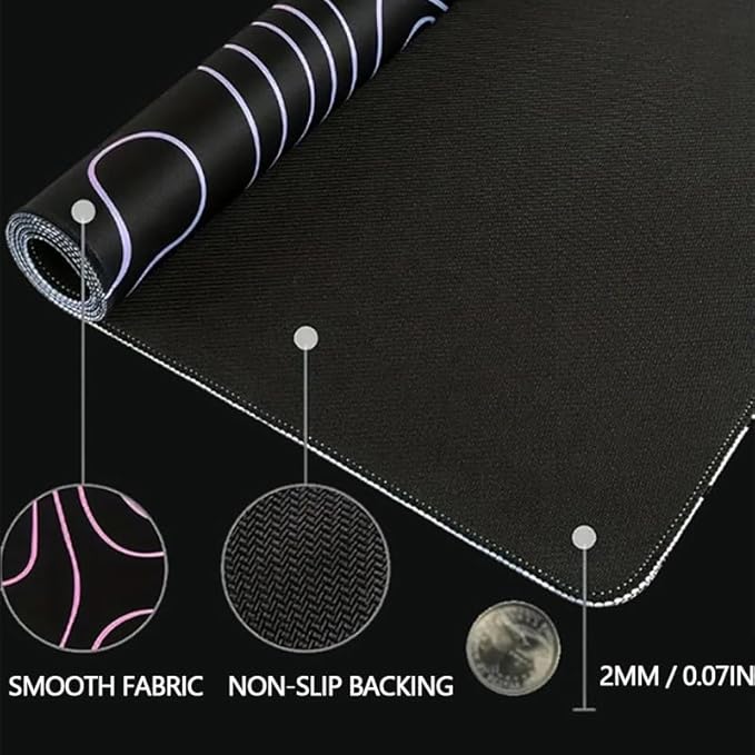 Large Mouse Pad for Desk - Gaming Mouse Pad with Stitched Edges, Anti-Slip Base for Keyboard and Mouse(Dazzle Black, 31.5L x 15.8W inches)