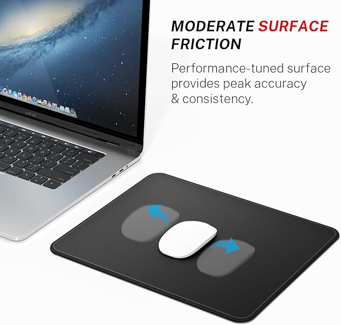 MROCO Gaming Mouse Pad [40% Larger] with Non-Slip Rubber Base, Premium-Textured Waterproof Surface, Stitched Edges, Computer & Gaming Mouse Mat for Laptop, Office & Home, 12.6 x 10.8 in, Black