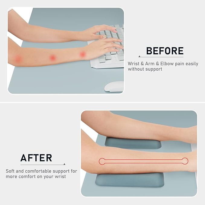 Leolee Elbow Rest Pads for Desk, Upgraded Gel Memory Foam Ergonomic Wrist Rest Pad Arm Rest Pads with Non-Slip Base, Cushion Support Relieve Elbow and Wrist Pain for Computer, Office, 2 Packs, Green
